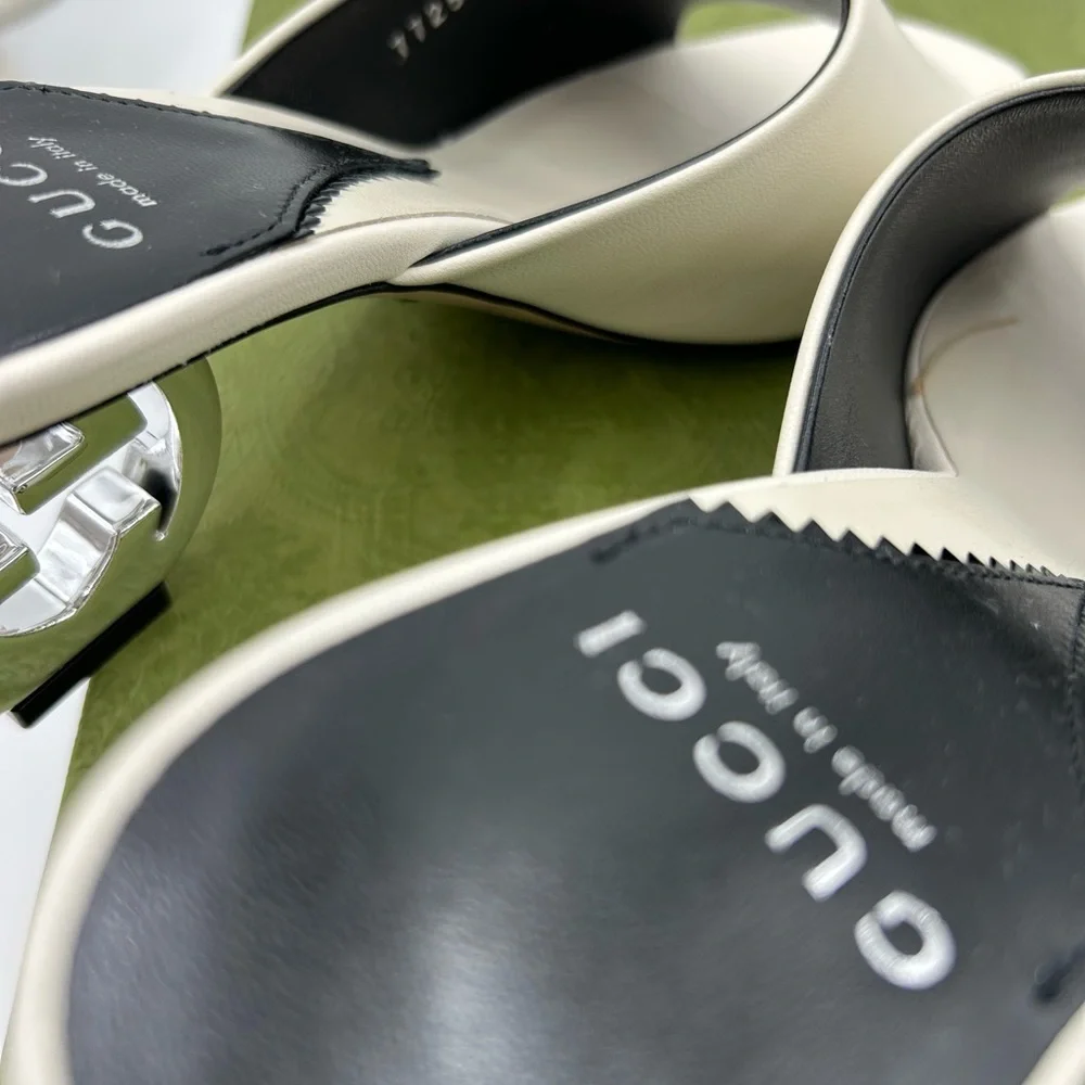 Women's Gucci interlocking G leather sandal size 37.5 made in Italy - Picture 6 of 11